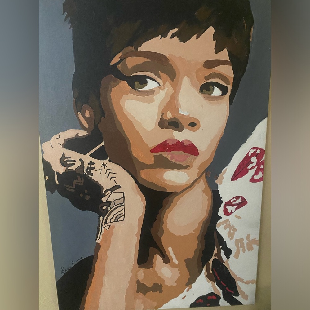 Oversized Rihanna acrylic painting